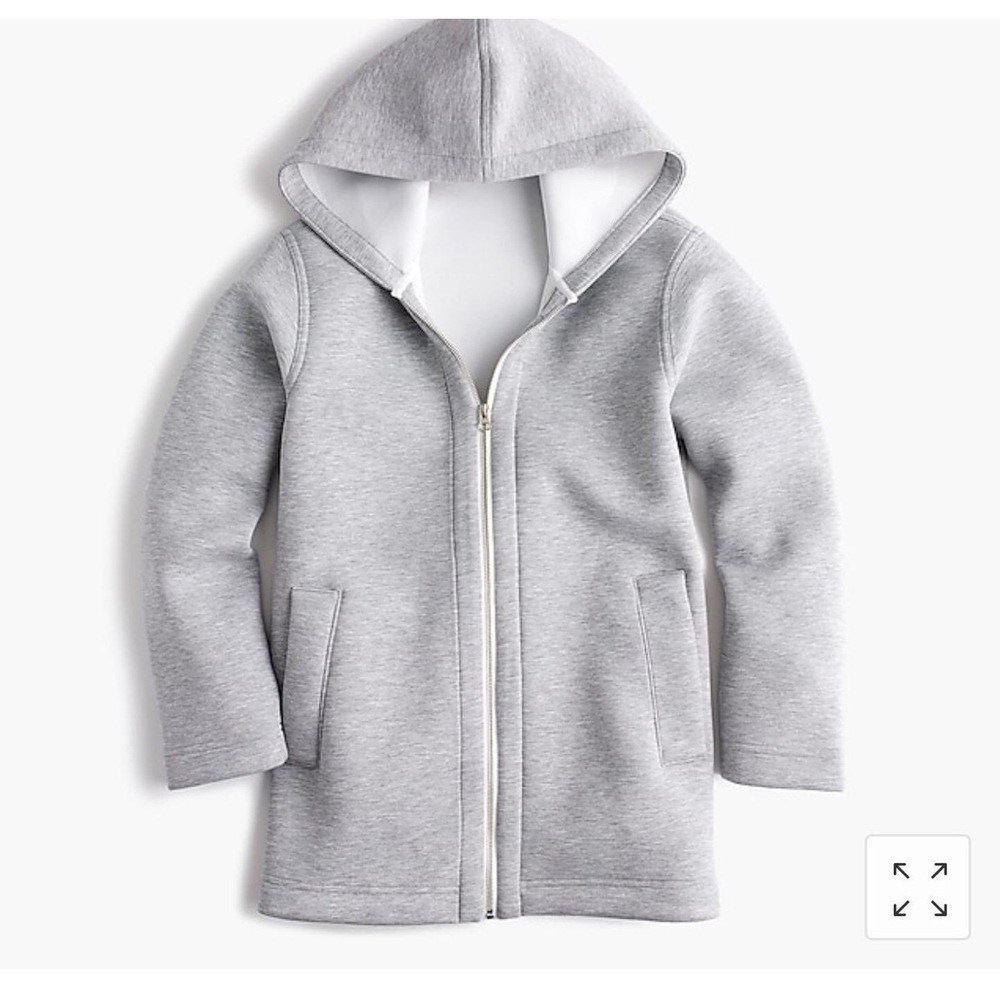 J.Crew Womens Gray Scuba Neoprene Hooded Zip Up Jacket Sweat-Wicking S